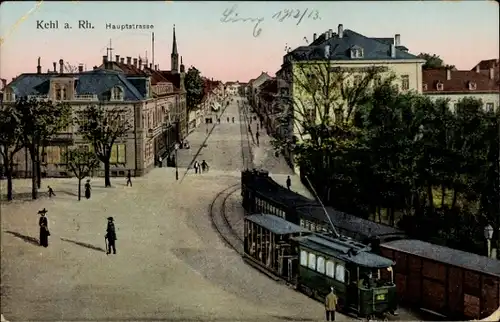 Ak Kehl am Rhein, Hauptstraße Straßenbahn