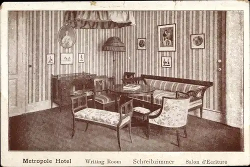 Ak Wiesbaden in Hessen, Schreibzimmer im Metropole Hotel