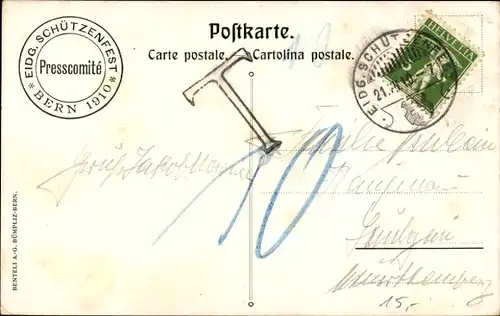 Künstler Ak Bern Schweiz, Eidgenössisches Schützenfest 1910, Wapen