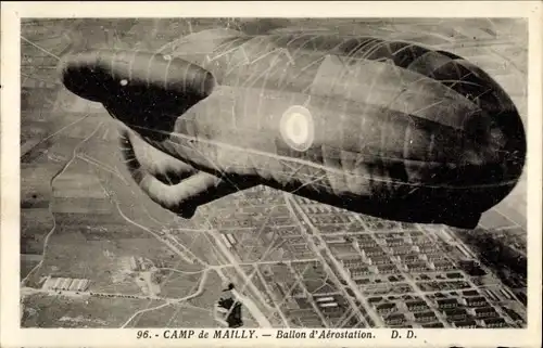 Ak Mailly le Camp Aube, Camp de Mailly, Luftballon