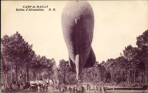 Ak Mailly le Camp Aube, Camp de Mailly, Luftballon