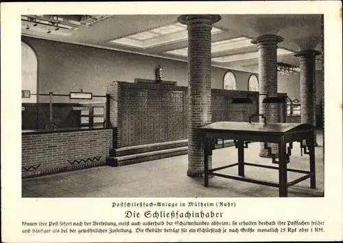 Ak Mülheim an der Ruhr, Postschließfach-Anlage, Deutsche Reichspost in Wort und Bild
