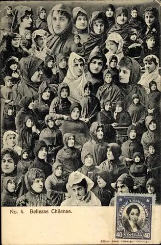 Ak Chile, Frauen-Portraits in Volkstrachten