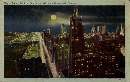 Ak Chicago Illinois USA, Nachtszene auf dem Michigan Boulevard