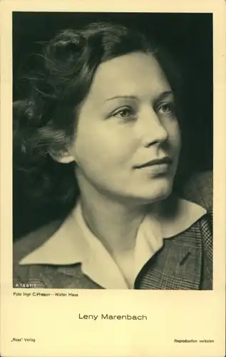 Ak Schauspielerin Leny Marenbach, Portrait