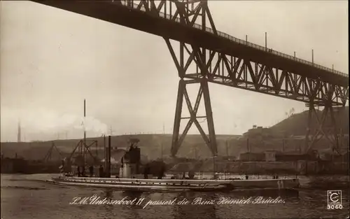 Ak Deutsches U Boot, SM U 11, Prinz Heinrich Brücke
