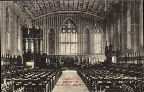 Ak Calcutta Kolkata Kalkutta Indien, Interior of St. Paul's Cathedral