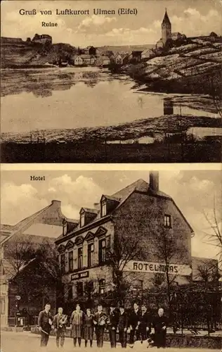 Ak Ulmen in der Eifel, Ruine, Hotel Maas