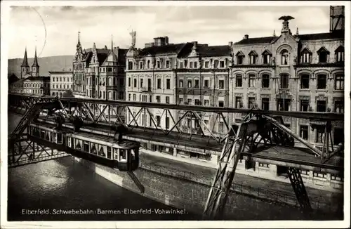 Ak Elberfeld Wuppertal in Nordrhein Westfalen, Schwebebahn Barmen-Elberfeld-Vohwinkel