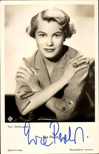 Ak Schauspielerin Eva Probst, Potrait, Autogramm