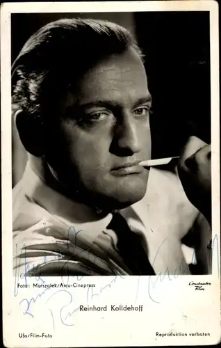 Ak Schauspieler Reinhard Kolldehoff, Portrait, Autogramm, Zigarette