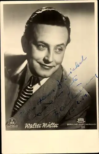 Ak Schauspieler Wlater Müller, Portrait, Autogramm