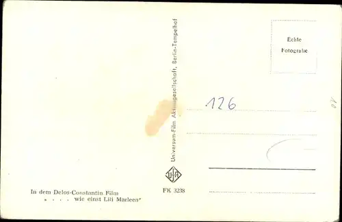 Ak Schauspieler Wolfgang Preiss, Portrait, Autogramm, ...wie einst Lili Marleen