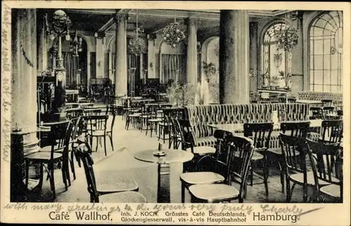 Ak Hamburg Mitte Altstadt, Café Wallhof, Inneres