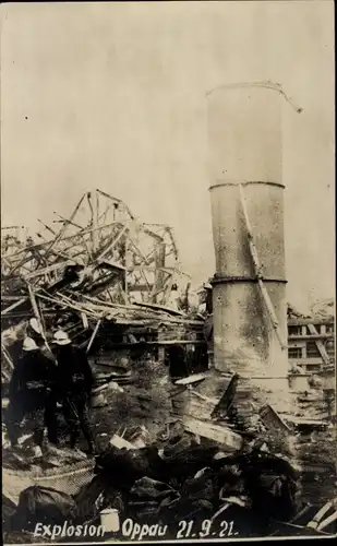 Foto Ak Oppau Ludwigshafen am Rhein Rheinland Pfalz, Explosion 21.September 1921