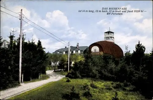 Ak Dlouhý Most Langenbruck Region Reichenberg, Riesenfass auf dem Jaberlich, Obrovsky Sud