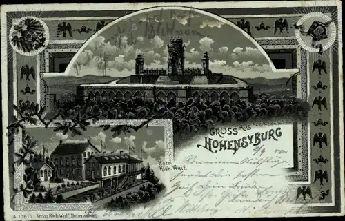 Mondschein Litho Syburg Dortmund Nordrhein Westfalen, Kaiser Wilhelm-Denkmal, Hotel Rich. Wulf