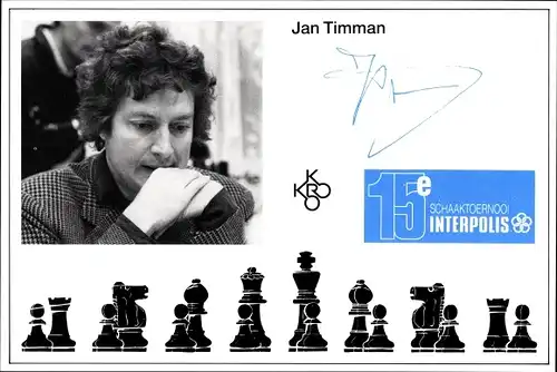 Ak Jan Timman, Schachspieler, Spielfiguren, Autogramm