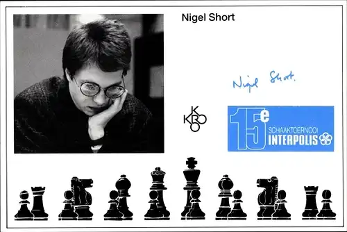 Ak Nigel Short, Schachspieler, Spielfiguren, Autogramm