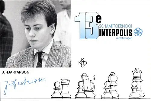 Ak Jóhann Hjartarson, Schachspieler, Spielfiguren, Autogramm