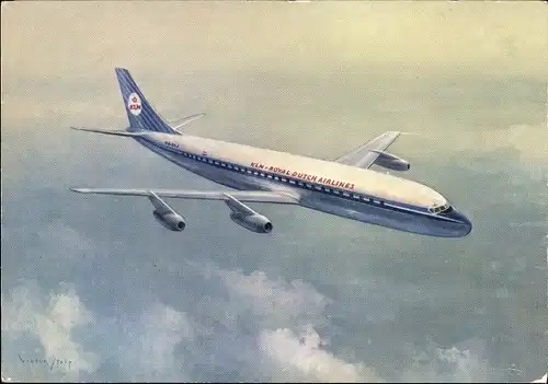 Ak Niederländisches Passagierflugzeug, KLM, Douglas DC-8 Intercontinental Jet