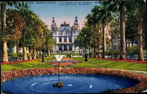 Ak Monte Carlo Monaco, Le Casino, Les Jardins
