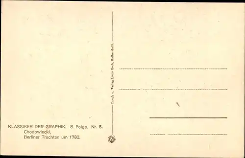 Künstler Ak Chodowiecki, Klassiker der Graphik, Berliner Trachten um 1780