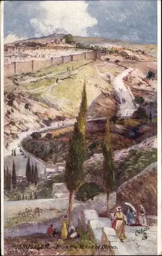Künstler Ak Jerusalem Israel, View from the Mount of Olives