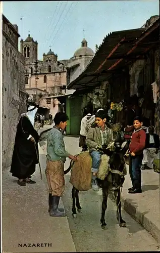 Ak Nazaret Nazareth Israel, La Marche, Vie Animee de la Rue