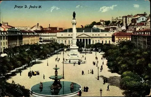 Ak Lisboa Lissabon Portugal, Praca D. Pedro IV