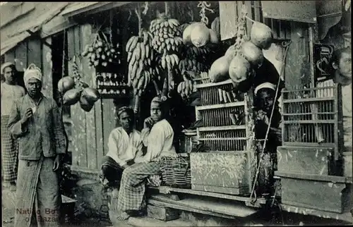 Ak Ceylon Sri Lanka, Basar, Laden für einheimische Früchte