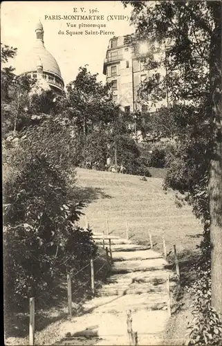 Ak Paris XVIII Montmartre, malerischer Blick auf den Square Saint Pierre