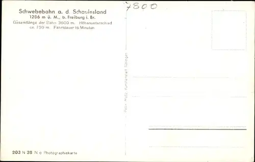 Ak Freiburg im Breisgau, Schauinsland, Schwebebahn