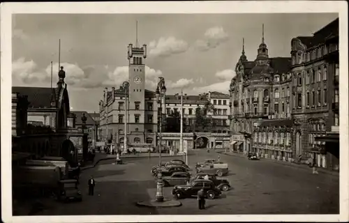 Ak Erfurt in Thüringen, Bahnhofsplatz, Turm, Turmuhr