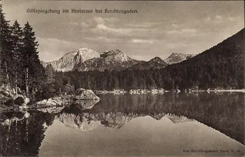 Ak Berchtesgaden in Oberbayern, Göllspiegelung im Hintersee