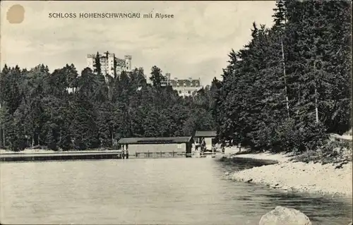 Ak Hohenschwangau Schwangau im Ostallgäu, Schloss Hohenschwangau mit Alpsee