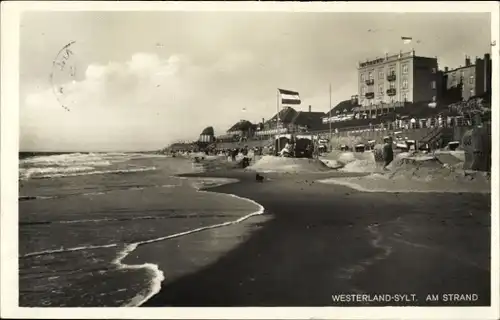 Ak Westerland auf Sylt, Nordseebad, Strandpartie mit Umgebung