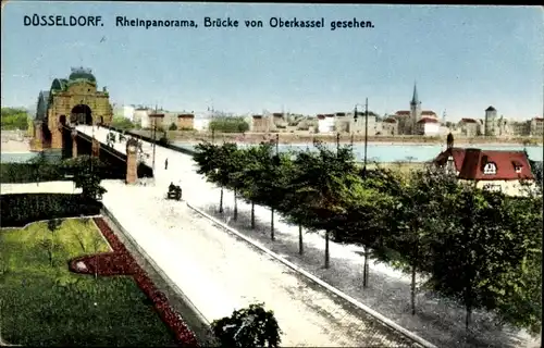 Ak Düsseldorf am Rhein, Rheinpanorama, Brücke von Oberkassel gesehen