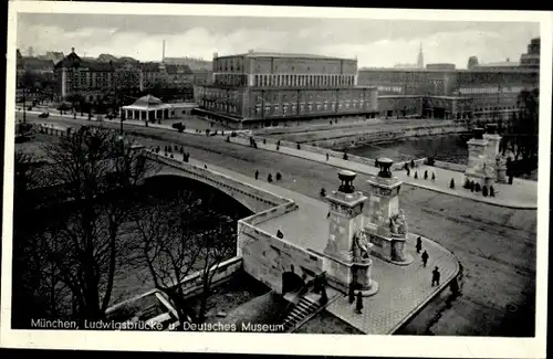 Ak München, Ludwigsbrücke und Deutsches Museum