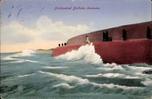 Ak Nordseebad Borkum in Ostfriesland, Sturmecke