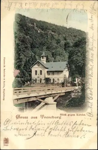 Ak Treseburg Thale im Harz, Blick gegen Kirche