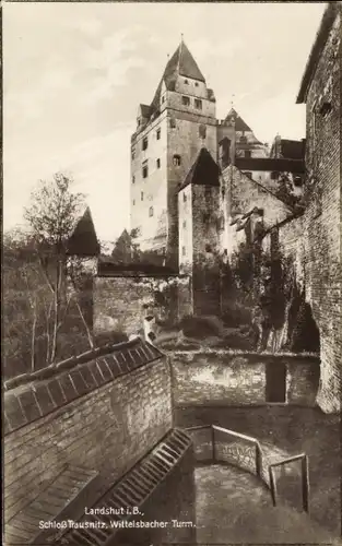 Ak Landshut in Niederbayern, Burg Trausnitz, Wittelsbacher Turm