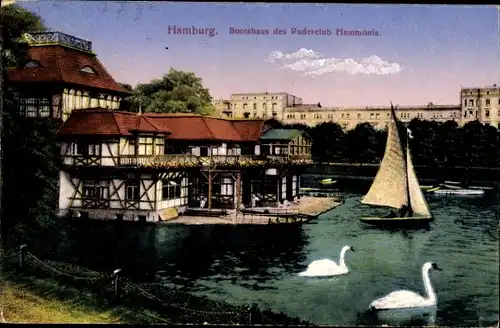 Ak Hamburg Mitte Altstadt, Bootshaus, Ruderclub Hammonia