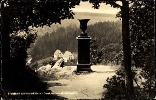 Ak Alexisbad Harzgerode am Harz, Denkmal am Habichtstein