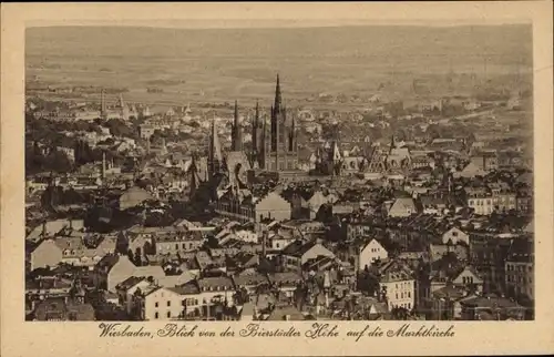 Ak Wiesbaden in Hessen, Blick von der Bierstädter Höhe, Marktkirche