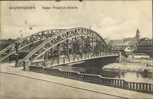 Ak Saarbrücken im Saarland, Kaiser Friedrich-Brücke