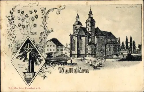 Ak Walldürn im Odenwald Baden, Kirche, Missions-Kreuz, Wallfahrer