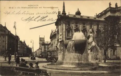 Ak München, Prielmalerstraße, Nonnenbrunnen