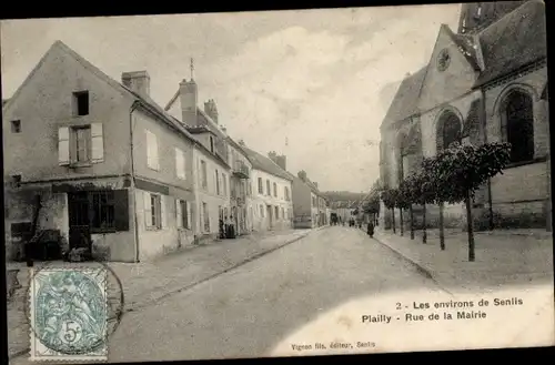 Ak Plailly Oise, Rue de la Mairie