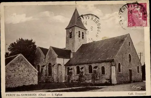 Ak Péroy les Gombries Oise, Kirche